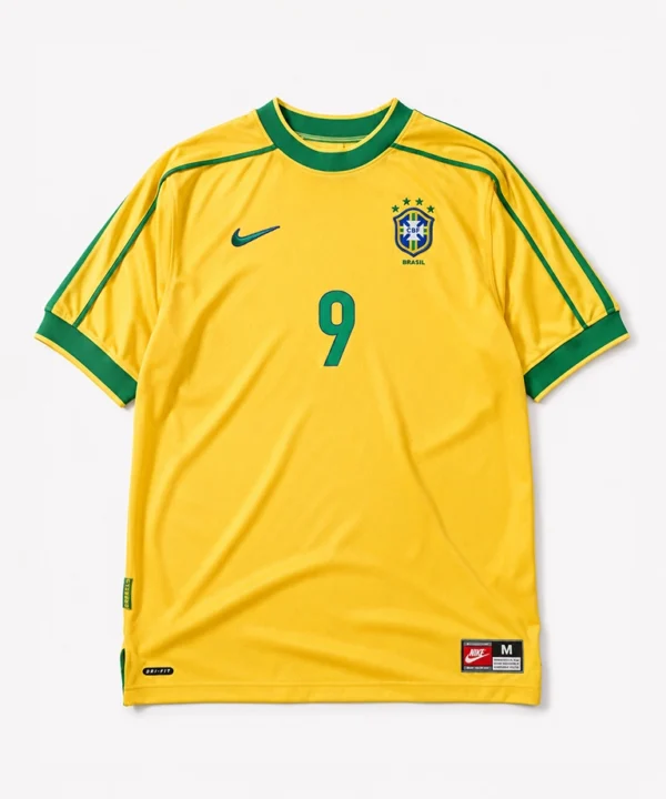 Camisa Retrô Seleção Brasileira 1998 Ronaldo Nº 9 Copa Do Mundo - Reedição