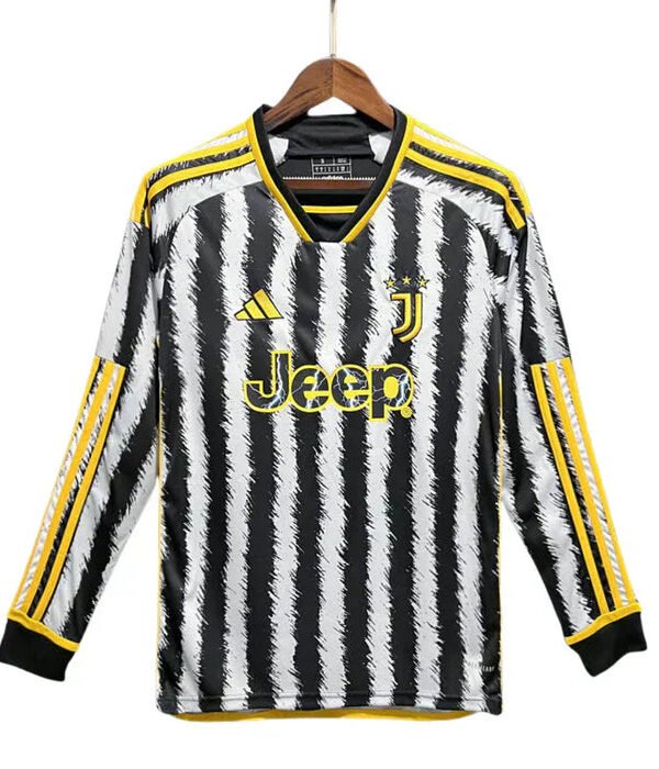Camisa Manga Longa Juventus l 23/24 - branca e preta