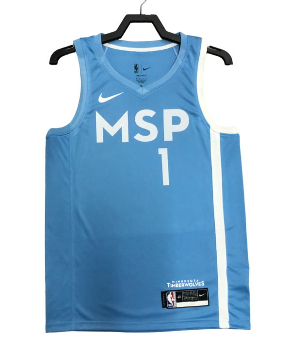 Regata NBA Minnesota Timberwolves City Edition Authentic Edwards 1 - Azul
