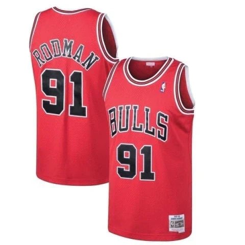 Regata NBA Chicago Bulls Retrô 1997 - 1998 Authentic Rodman 91 - Vermelha