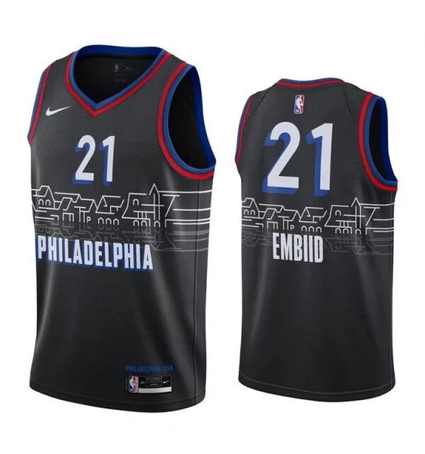 Regata NBA Philadelphia 76ers Authentic Embiid 21 - Preta