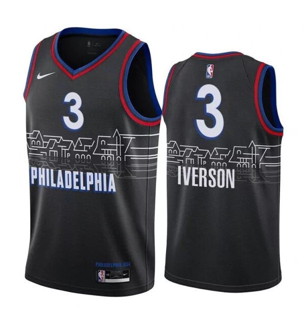 Regata NBA Philadelphia 76ers Authentic Iverson 3 - Preta