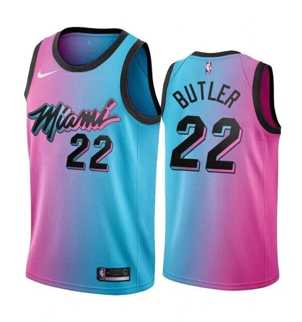 Regata NBA Miami Heat City Edition 20/21 Authentic Butler 22 - Azul e Rosa