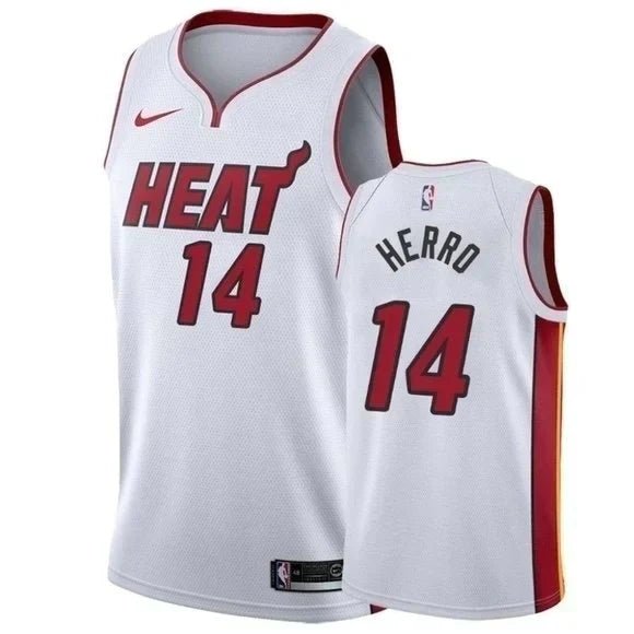 Regata NBA Miami Heat Authentic Herro 14 - Branca e Vermelha