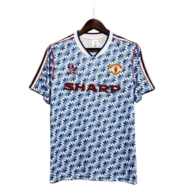 Camisa Manchester United Retrô 1990/1992 Azul e Branca -
