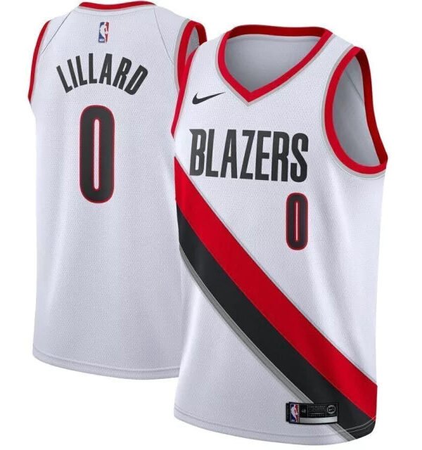 Regata NBA Portland Trail Blazers Authentic Swingman Lillard 0 - Branca