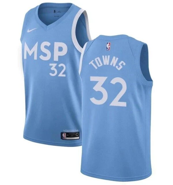 Regata NBA Minnesota Timberwolves City Edition Authentic Swingman Towns 32 - Azul