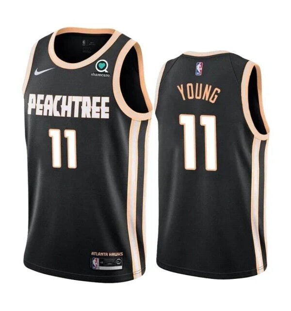 Regata NBA Atlanta Hawks City Edition Authentic Young 11 - Preta