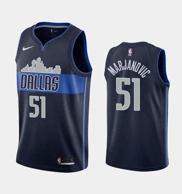 Regata NBA Dallas Mavericks Authentic Swingman Porzingis Marjanovic 51 - Azul Marinho