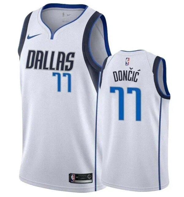 Regata NBA Dallas Mavericks Authentic Swingman Doncic 77 - Branca