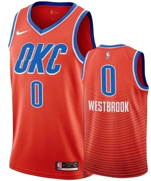 Regata NBA Oklahoma City Thunder Authentic Swingman Westbrook 0 - Laranja