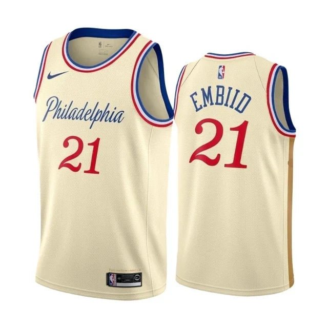 Regata NBA Philadelphia 76ers Authentic Embiid 21 - Bege