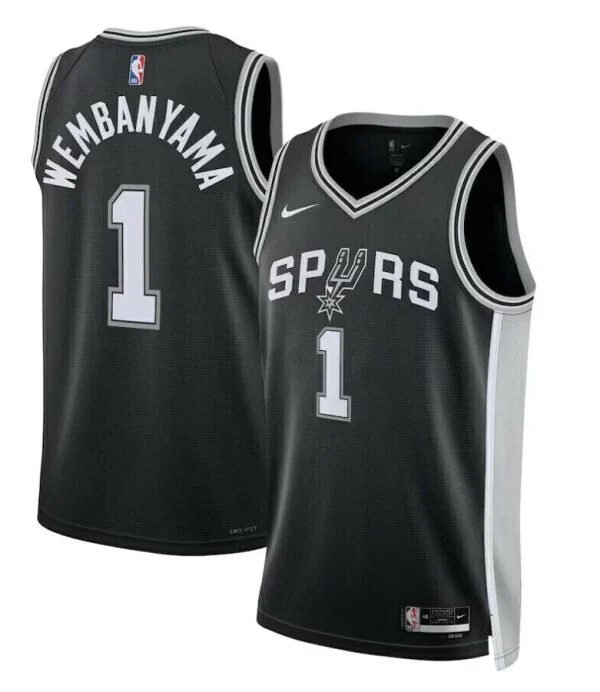 Regata NBA San Antonio Spurs Authentic Wembanyama 1 - Preta