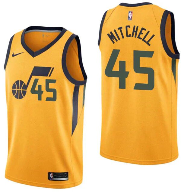 Regata NBA Utah Jazz Authentic Swingman Mitchell 45 - Amarela