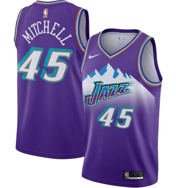 Regata NBA Utah Jazz Retrô Edition Authentic Swingman Mitchell 45 - Roxa