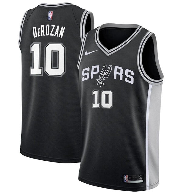 Regata NBA San Antonio Spurs Authentic DeRozan 10 - Preta