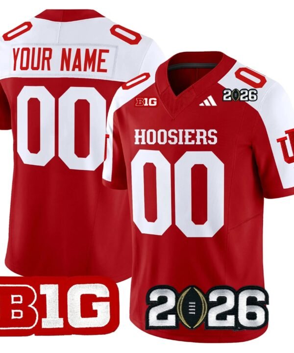 Camisa NCAA Indiana Hoosiers 2026 CFP Final Jersey Vermelha/Branca